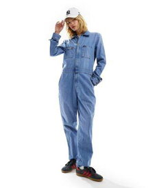 リー Lee unionall overall denim jumpsuit in mid wash レディース