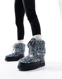 ラブモスキーノ Love Moschino tall padded boots in black レディース