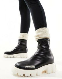 ラブモスキーノ Love Moschino biker ankle boots in black レディース