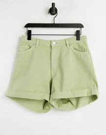 Monki Tallie cotton denim shorts in khaki - MGREEN レディース