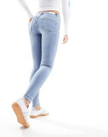 オンリー ONLY Power mid rise sculpt skinny jeans in light blue wash レディース