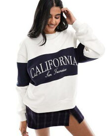 Pull&Bear 'California' sweatshirt in white stripe レディース