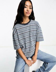 クイックシルバー Quiksilver jacquard t-shirt in blue stripe レディース