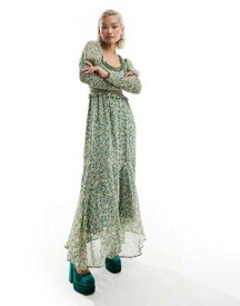sister jane Sister Jane shirred tie back midaxi dress in green floral レディース