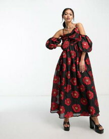 sister jane Dream Sister Jane bardot smock midi dress in oversized red floral レディース