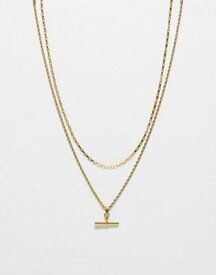 トップショップ Topshop Petra waterproof stainless steel T-bar 2 pack necklace set in gold レディース