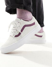 バンズ Vans Old Skool trainers in off white and deep purple with lace interest レディース