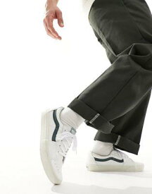 バンズ Vans Old Skool Premium Leather trainers in white and green レディース