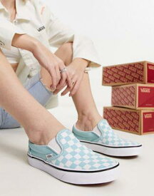 バンズ Vans Slip On classic checkerboard trainers in blue レディース