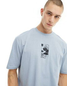 エイソス ASOS DESIGN oversized t-shirt in dusty blue with souvenir chest print メンズ