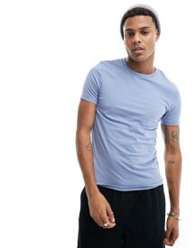 エイソス ASOS DESIGN muscle fit crew neck t-shirt in blue メンズ