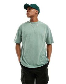 エイソス ASOS DESIGN heavyweight oversized t-shirt in green wash メンズ
