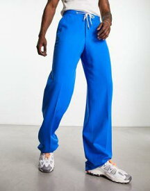 エイソス ASOS DESIGN wide leg smart trousers with drawcord in blue メンズ