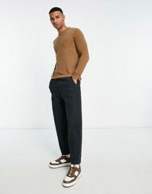 Selected Homme knitted crew neck jumper in brown メンズ