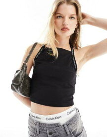 カルバンクライン Calvin Klein Jeans logo elastic strappy top in black レディース