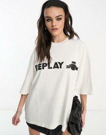 リプライ フォト Replay logo t-shirt in white レディース