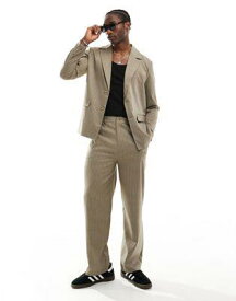 Reclaimed Vintage suit blazer in beige pinstripe co-ord メンズ