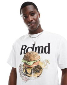 Reclaimed Vintage unisex oversized t -shirt with burger print in white メンズ