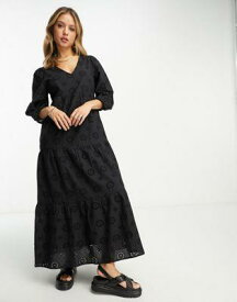 アクセサライズ Accessorize statement embroidered beach maxi summer dress in black レディース