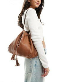 エイソス ASOS DESIGN premium leather tote bag with drawstring and tassel in tan レディース