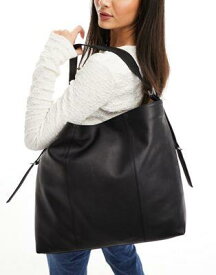 エイソス ASOS DESIGN leather buckle detail tote bag in black レディース