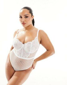 Ivory Rose Lingerie Ivory Rose Curve Bridal Vienna C-G mesh lace bodysuit in white レディース