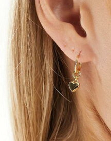 テッドベーカー Ted Baker harrye huggie hoop earrings with heart charms in gold レディース
