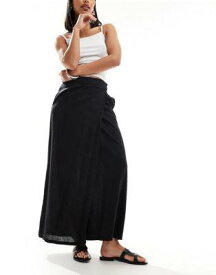 ヴェロモーダ Vero Moda Aware linen wrap maxi skirt in black レディース