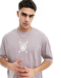 エイソス ASOS DESIGN oversized t-shirt in lilac with celestial chest print メンズ