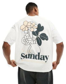エイソス ASOS DESIGN oversized t-shirt in white with cartoon floral back print メンズ