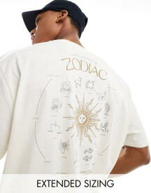 エイソス ASOS DESIGN oversized t-shirt in beige with celestial zodiac back print メンズ