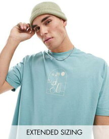 エイソス ASOS DESIGN oversized t-shirt in teal with abstract chest print メンズ