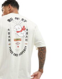 エイソス ASOS DESIGN oversized t-shirt in off white with souvenir cartoon print メンズ