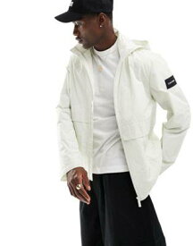 カルバンクライン Calvin Klein crinkle nylon mix media jacket in white メンズ