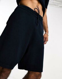 Selected Homme knitted short co-ord with drawstring waist in navy メンズ