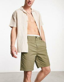 Selected Homme cotton mix chino short in khaki メンズ