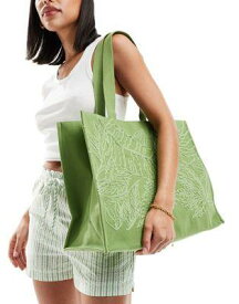 アクセサライズ Accessorize jacquard tote bag in green レディース