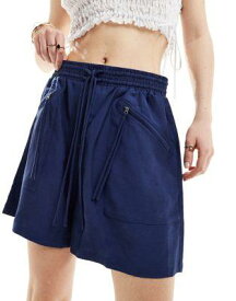 アンドアザーストーリーズ & Other Stories elasticated waist super soft shorts with zip pockets in blue レディース