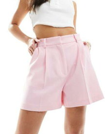 エイソス ASOS DESIGN tailored high waist shorts in pink レディース