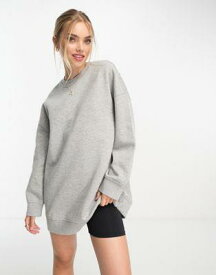 Monki long sleeve oversized sweater in light grey melange レディース