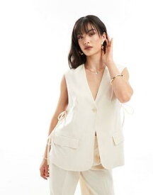Selected Femme co-ord waistcoat with tie slides in biege レディース