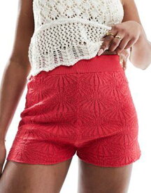 SNDYS embossed knitted shorts in red レディース