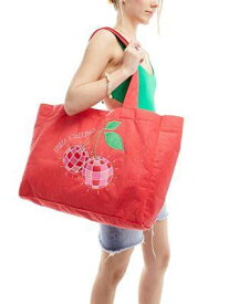 サウスビーチ South Beach disco cherry towelling tote bag in red レディース