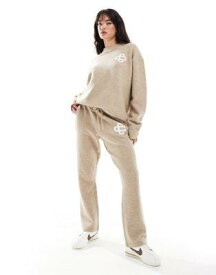 The Couture Club fluffy emblem knitted trouser in beige レディース
