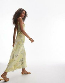 トップショップ Topshop scoop maxi slip dress in mixed yellow floral print レディース