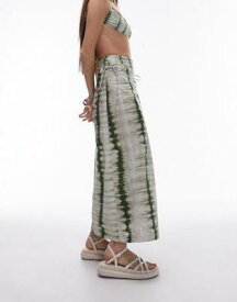 トップショップ Topshop wrap sarong skirt in green tie dye print レディース