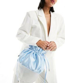 True Decadence pouch bag with chain strap in light blue satin レディース