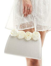 True Decadence bridal rose clutch bag in cream satin レディース