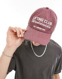 エイソス ASOS 4505 washed cotton cap with logo in brown メンズ