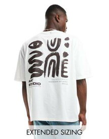 エイソス ASOS DESIGN oversized t-shirt in white with abstract art back print メンズ
